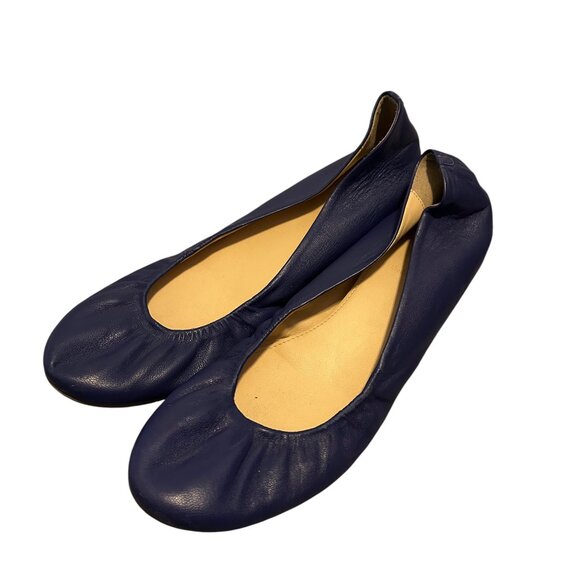 J.Crew Royal Blue Cece Ballet Flat in Genuine Italian Leather Size 9 - Picture 1 of 3
